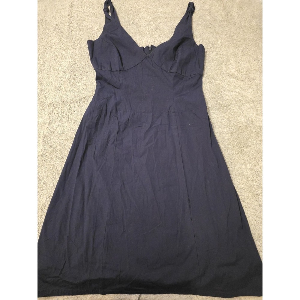 Eddie Bauer Navy Sundress Zipper Wize 4 Cotton Blend Spring Summer Coastal